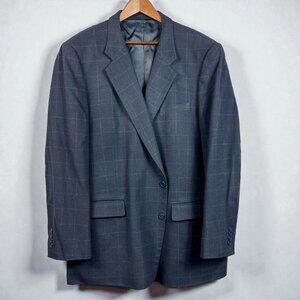 Rocks Custom Tailor Navy Windowpane Blazer 44 Big & Tall